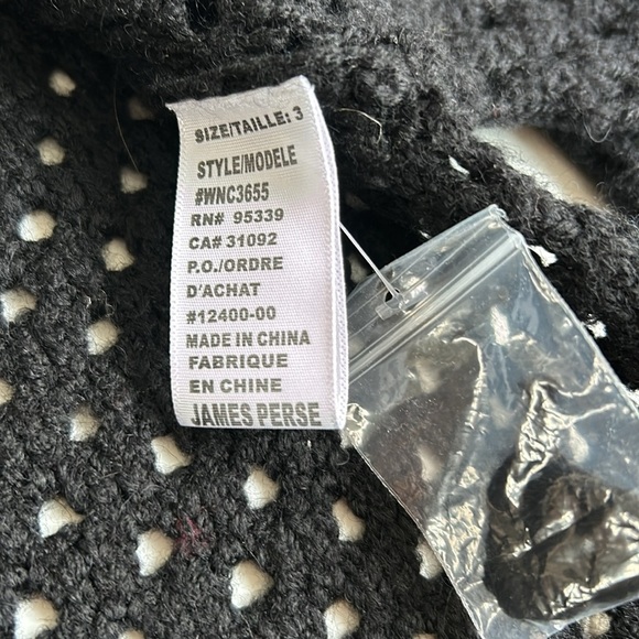 James Perse open knit long sleeve cowl neck black sweater with side slits - Picture 14 of 16